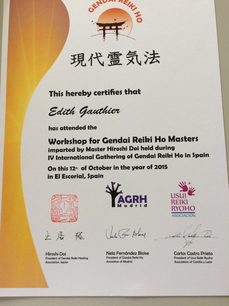 Edith Gauthier - Certificat Reiki